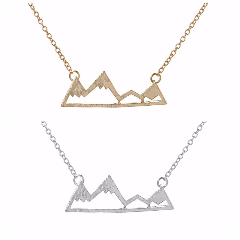 

Fashionable mountain peaks pendant necklace geometric landscape character necklaces electroplating silver plated necklaces gift for girls