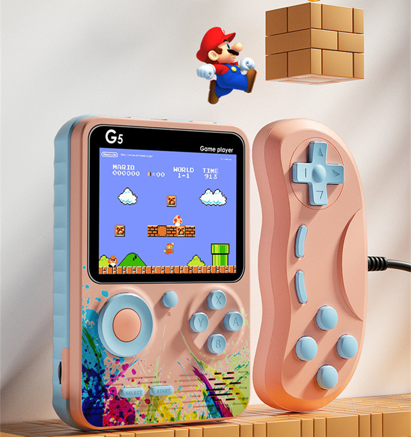 G5 Mini Console de jeu portable Joueurs Rétro Magasin vidéo portable 500 en 1 8 bits 3,0 pouces Conception de berceau LCD coloré Double joueurs a