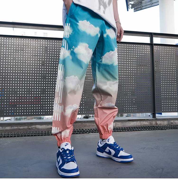 

Hip Hop Men Streetwear Gradient Pants Cloud Print Baggy Joggers 2021 Spring Summer Harajuku Fashion Track Pants Harem Trousers, Black