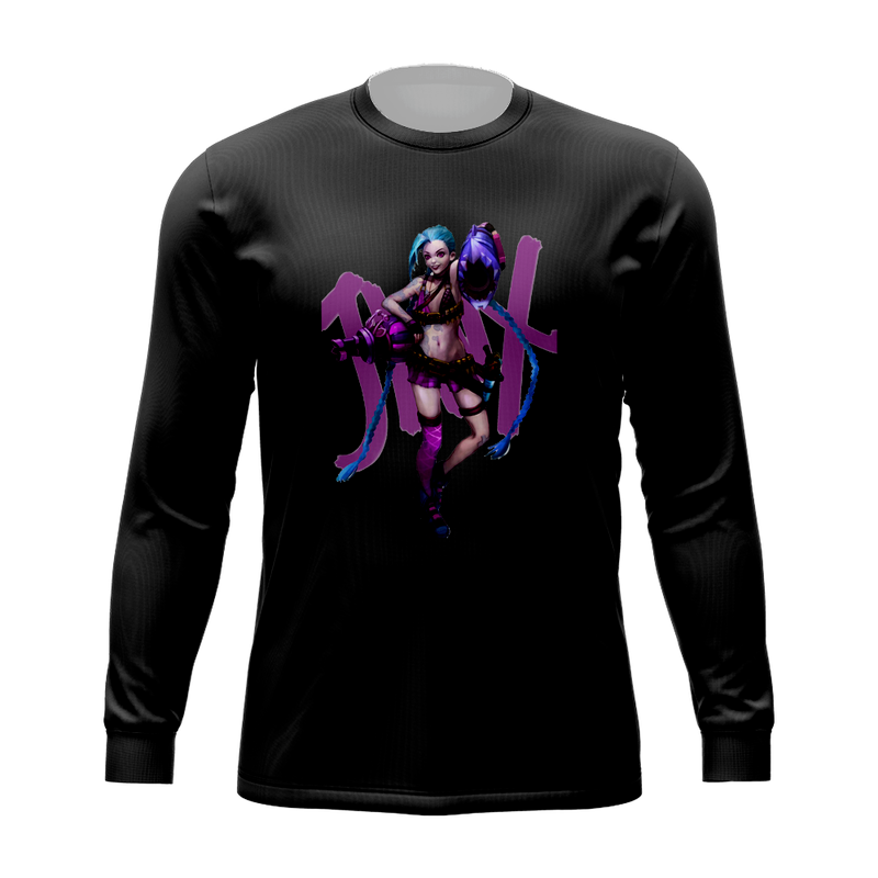 

3D Printing Anime Avatar Jinx T-shirt Lol Arcane Cool Top Street Party Wear Round Neck High-quality Long-sleeved Letter Printing Daily Top, White;black