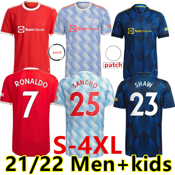 

RONALDO Size:S-4XL Manchester soccer jersey 21 22 UNITED SANCHO POGBA CAVANI MARTIAL UTD VAN DE BEEK B. FERNANDES RASHFORD LINGARD GREENWOOD football shirt man + kids kit, 21/22 home