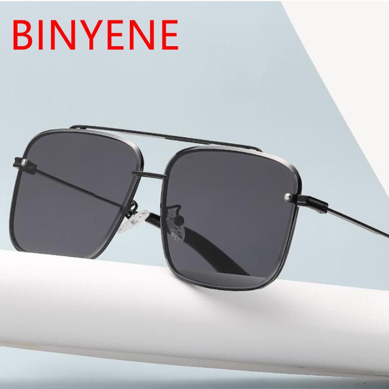 

Sunglasses 2021 Vintage Big Frame Men Square Metal Sun Glasses Women Gradient Eyewear High Quality Gafas UV400, White;black