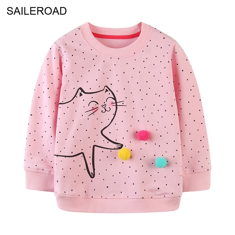

SAILEROAD Baby Girls Sweatshirts Animal Cats Toddler Girls Hoodies Sweatshirts Autumn Infant Children's Clothing Pink Colors 210913, 8063 same picture