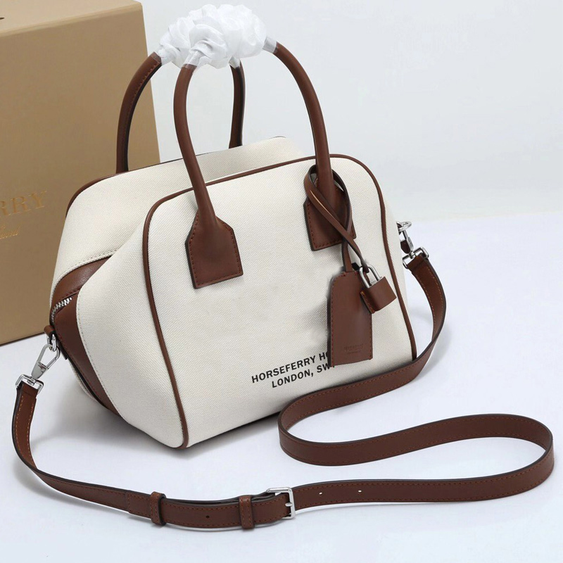 

large Cube Tote Bag Women Handbag Purse Shoulder Crossbody Bags Travel Duffle Classic letter White Canvas Brown Real Leather Zipper Pocket