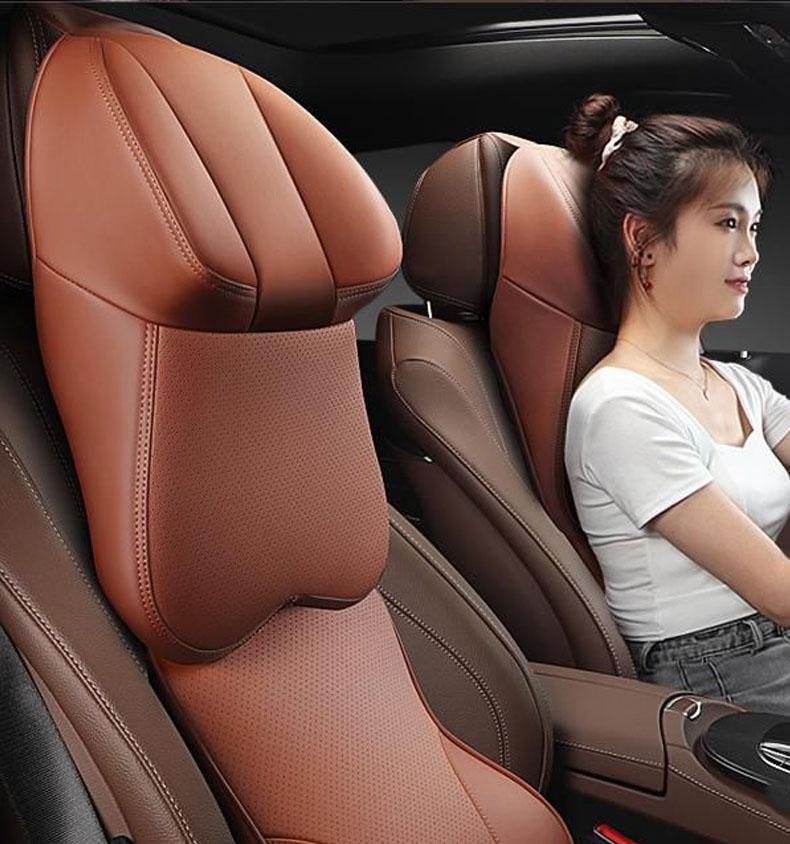 

Seat Cushions Leather Car Headrest Neck Support Pillow Aviation-grade Memory Foam To Relieve Pain