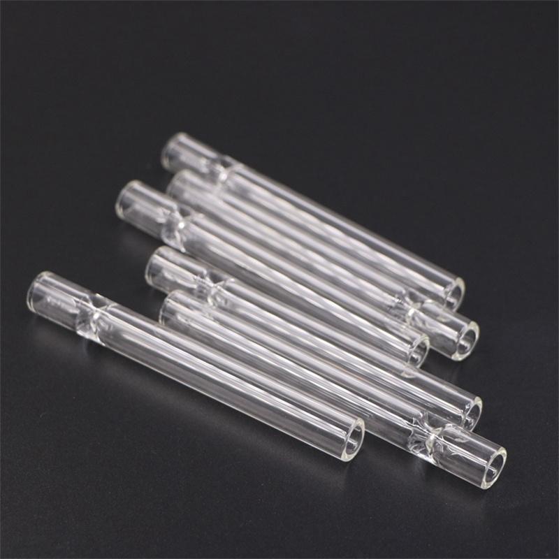 

4Inch Glass Tobacco Cigarette Bat Holder Glass Straw Tube Spoon Water Pipes Clear Thick Filter Tips Tester Smoking Pipe