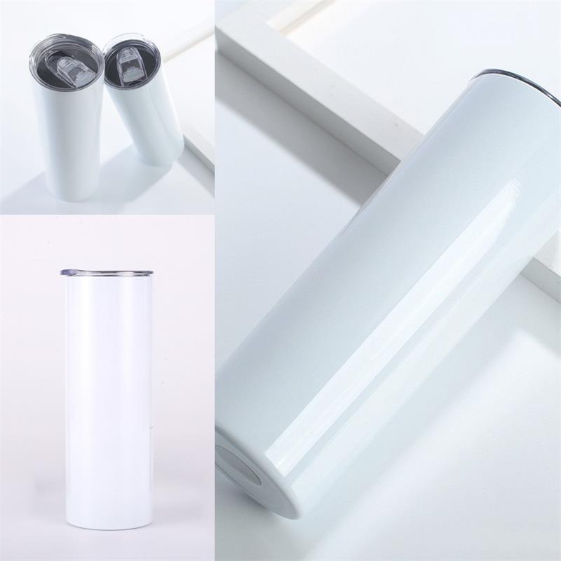

20oz Sublimation Tumblers lnsulated Straw water Sublimations Blanks Straight Stainless Steel cup Outdoor Cups Mugs, White