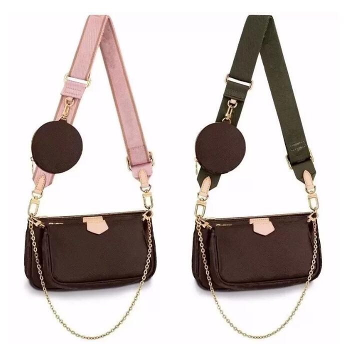 

Designers Women Shoulder Bags luxury pochette 3pcs Leather Crossbody bag lady flower handbags Coin Purse wallet with date code, Brown