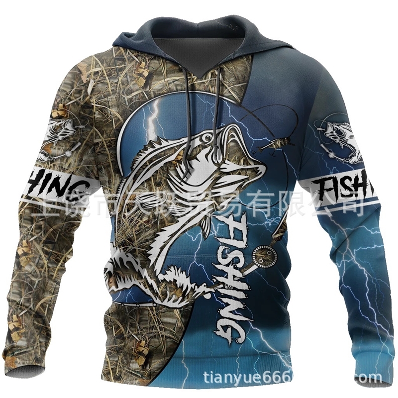 

Men' Hoodie 3D freshwater fish print sweater loose digital, Ttb21-01-1