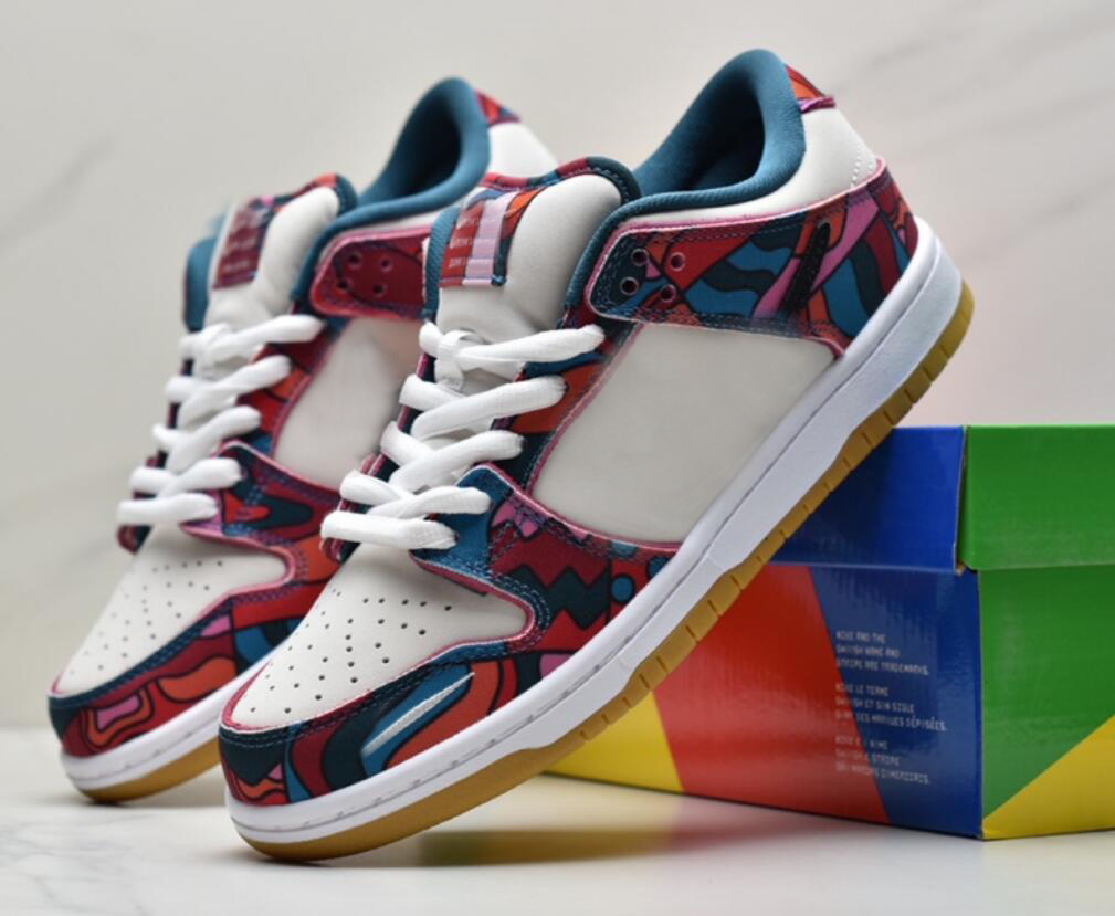 

Dunked Shoes Parra x SB Low Fire Pink Gym Red Women Mens Sports SneakersRunning Trainers, Black white