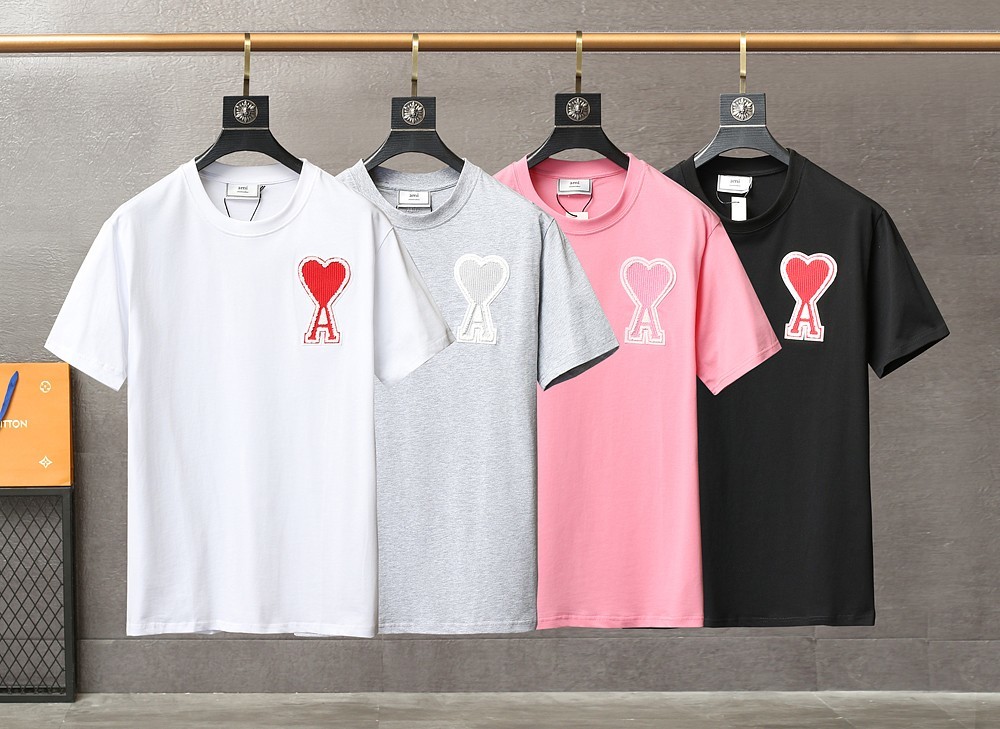 

2021 summer trendy Men's T-Shirts paris amÃ¬ women outdoor sports tee top quality HeartEmbroidery, White;black
