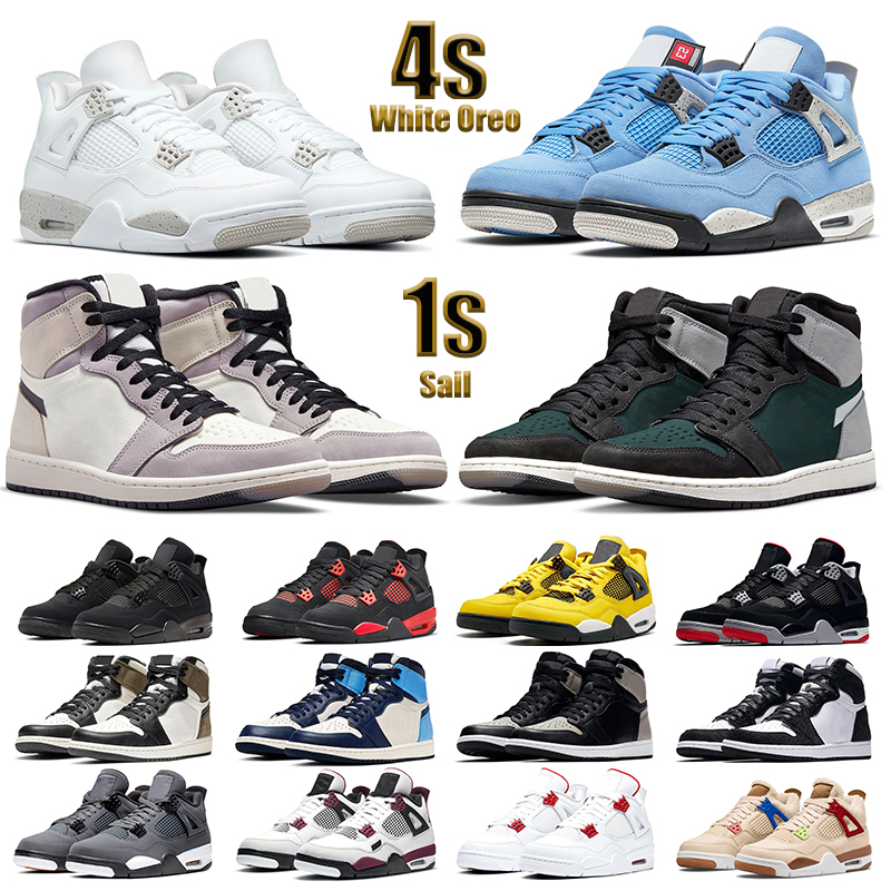 

Jumpman 1 Basketball Shoes Men Women 4s Sail Particle Grey Hype Royal Dark Mocha red University Blue Cool Grey GORE TEX Mens Trainers Sports Sneakers, 13