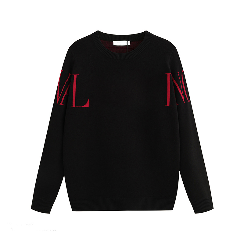 

19Top wool pullover winter warm knit sweater pullover jacquard knit letter embroidery shirt shirt coat, Black