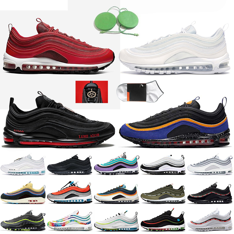 

2021 Fashion 97 Women Mens Running Shoes University Red MSCHF Lil Nas X Satan 97s Triple White ACG Terra Sports Trainers Sneakers Undefeated, #38 day grey 36-45