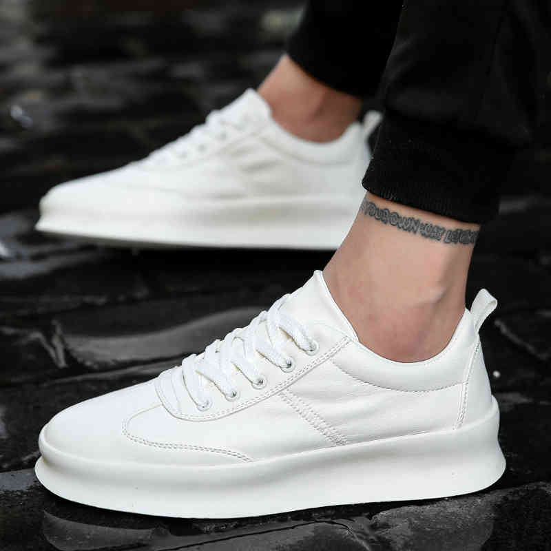 

Dress Shoes Men White Flat Lace-up Comfortable Sneaker For Male Tenis Masculino Adulto Top Quality Casual High Increasing DMQZ, Black