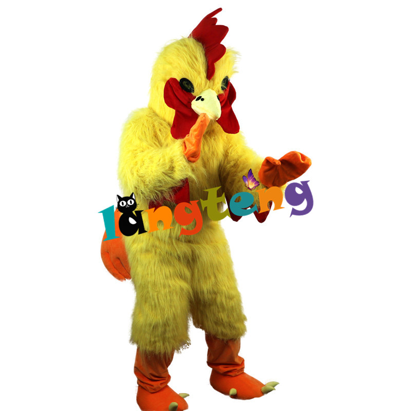 Mascot Costumes707 Rhubarb Chicken Yellow Cock Mascot Costume Animal For Adults Christmas Holiday-image-747356607