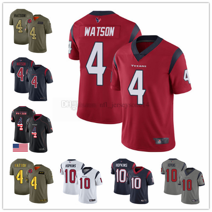 

Custom Mens women youth houstontexans4DeshaunWatson10DeAndreHopkinsred 100th Season Vapor Li, Black