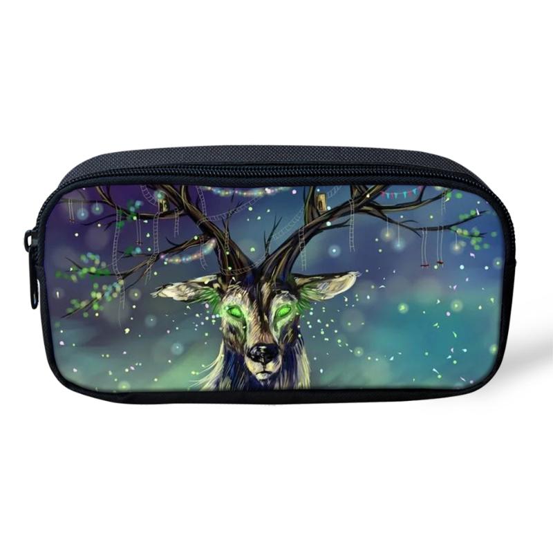 

Fashion Kids Pencil Case Fantasy Deer Print Pattern Students Stationery Box Cartoon Animal Design Children's Pen Bags Cosmetic & Cases
