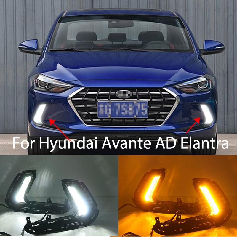 

1Set 12V ABS LED Car DRL Daytime Running Lights With Turn Yellow Signal For Avante AD Elantra 2021 Emergency