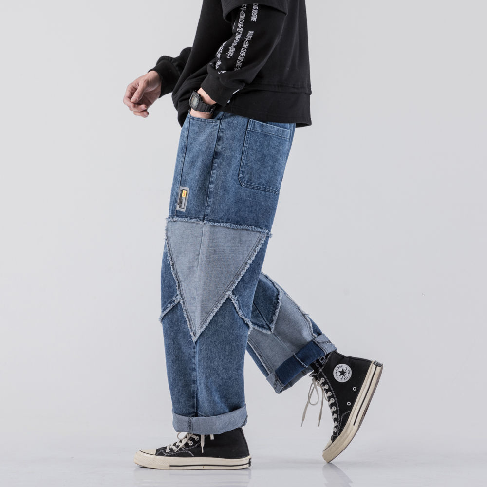 

Men's Jeans Loose Casual Pants Blue Baggy Homme Classic Cargo Pocket Black Biker Denim Fashion Trousers Large Size -5XL LETW