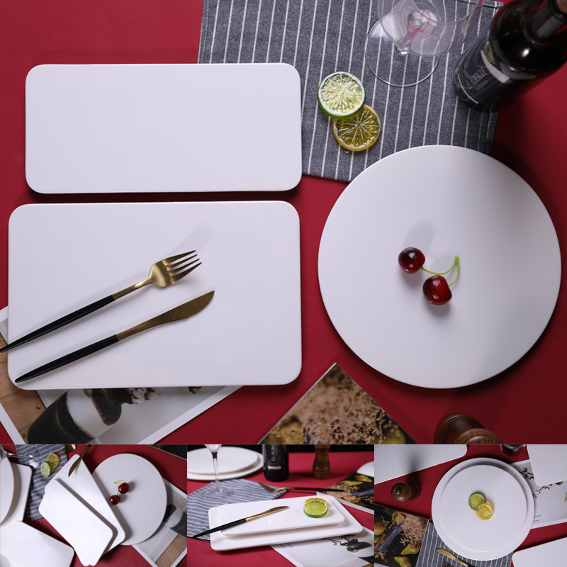 

Melamine Western Rectangular Flat Baking Tableware Square Cake Plate Imitation Porcelain Round Sushi Bread