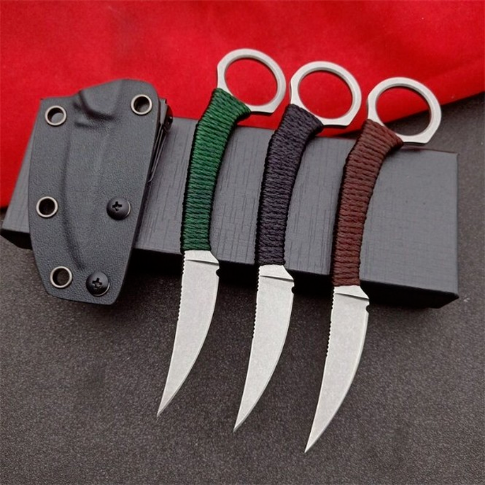 

Mini Bas Slaughter Straight Fixed Blade Knife D2 Blade Tied Handle Tactical Rescue Pocket Hunting Fishing EDC Survival Tool Knives a3863
