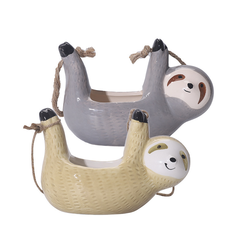 

Ceramic Sloth Hanging Succulent Planter Cute Animal Small Plant Pot for Cactus, Air Plants, Flowers, Herbs Garden Decoration 1427 V2
