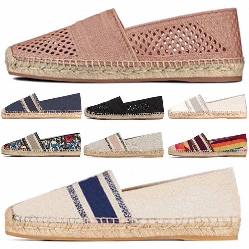 

2021 Luxurys Designers White Canvas flower plimsolls fisherman Shoes oblique Patchwork Women granville Espadrilles espadrille Low hibi c7S1#