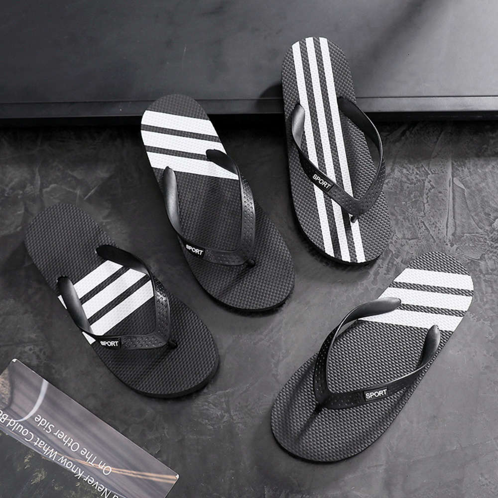 

Slippers Couple's flip flop men's summer beach shoes slip clip sandal student's solid color leisure fashion personality slipper men, Black