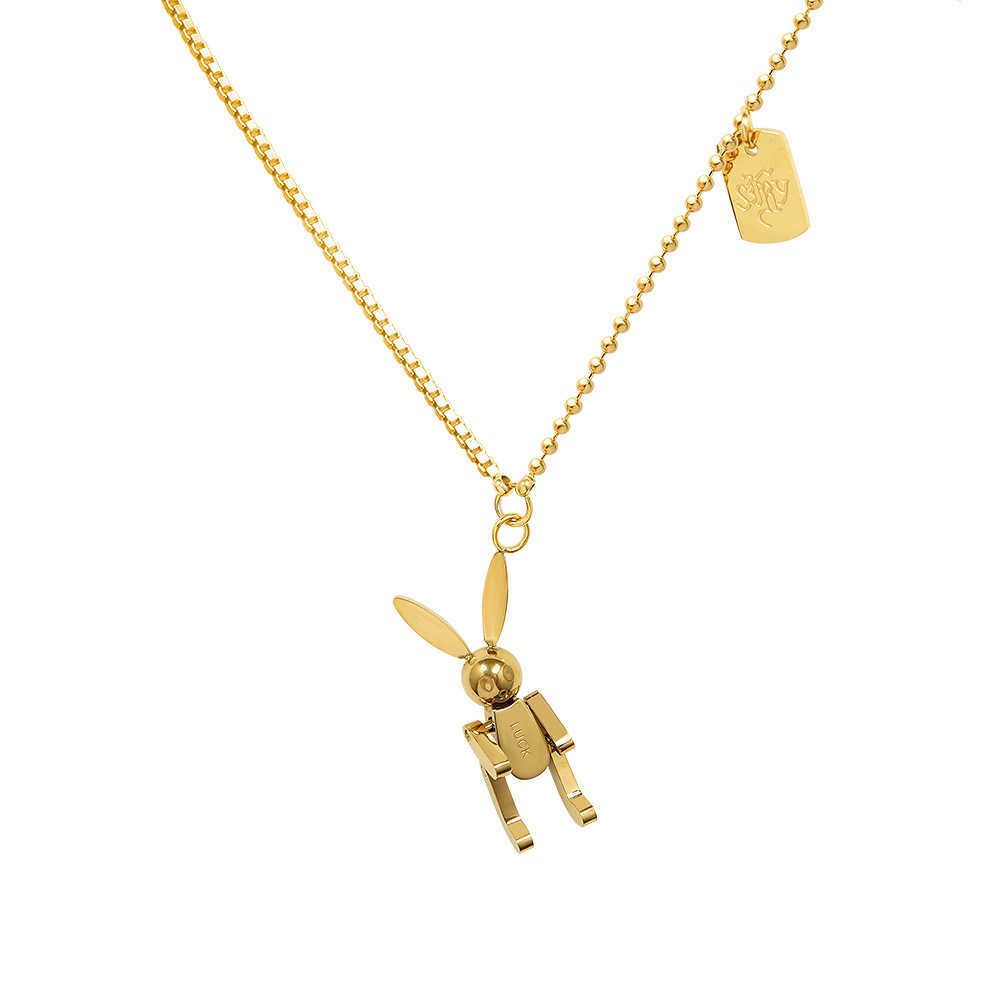 

Robot Rabbit Pendant For Women Girls Charm Gold Color Stainless Steel Chain Necklace Top Quality Jewelry Christmas Gift