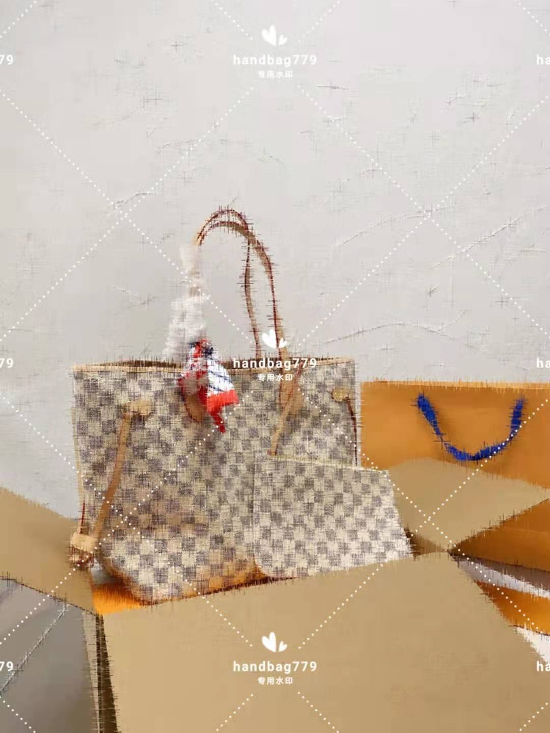 

2021 Unisex Beach Bags Stylish design classic light checkerboard soft leather contrast color large capacity stripe inside zipper pocket with