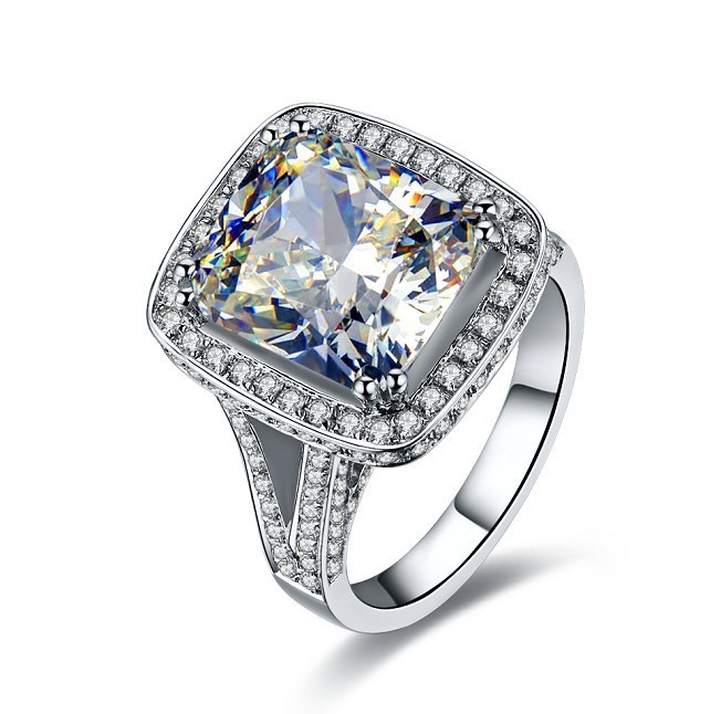 

Solid Platinum PT950 Vintage 8CT Cushion Diamond Women Wedding Engagement Ring Perfect Jewelry Gift For Girl Lasting Foreve
