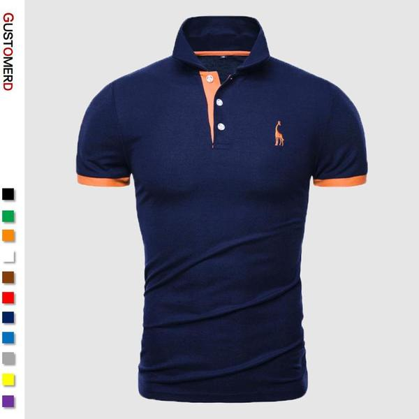 

Summer13 Colors Brand Quality Cotton Polos Men Embroidery Giraffe Shirt Men Casual Patchwork Male Tops Clothing Men, Grey