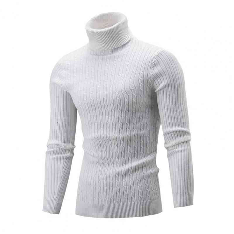 

classic solid color long sve knitted all-matched breathableturtleneck twist men sweater pullover for autumn winter, Black
