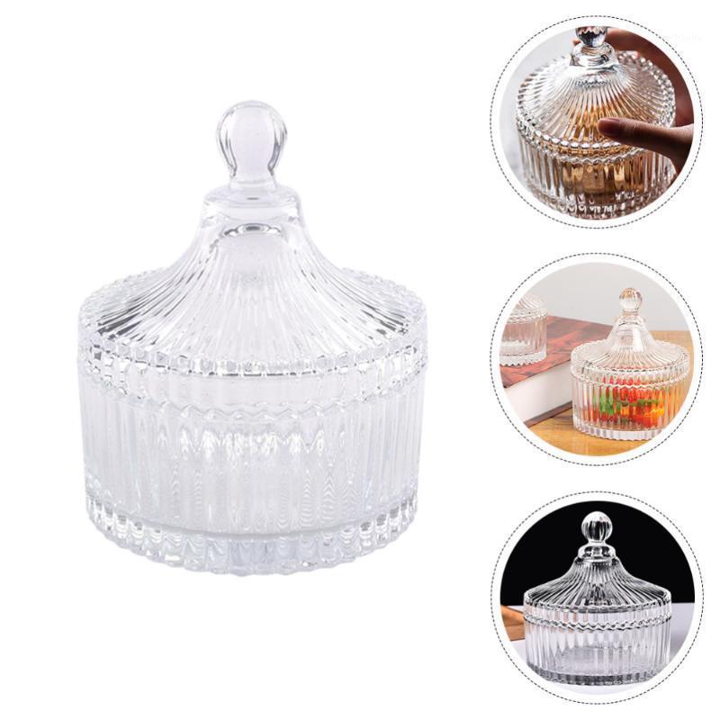 

Transparent Glass Jar Candy Box Desktop Jewelry Storage Tank Cup Bottles & Jars