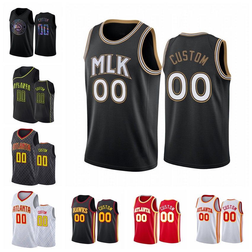 

Atlanta Hawks MEN Custom White Association 2020-21 Basketball Jersey, Black