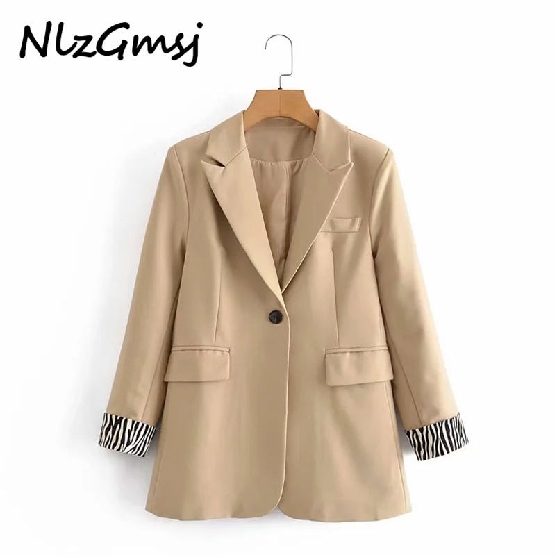 

Blazer Women Office Lady Fashion Loose Jacket Ladies Leopard Vintage Coat Oversized Elegant Mujer Saco 04 210628, As picture