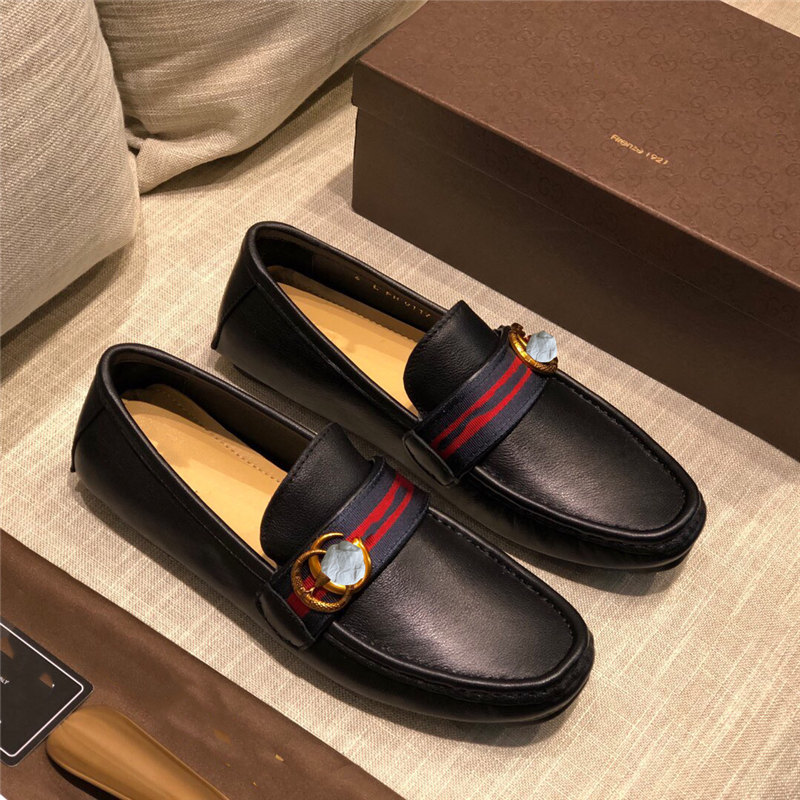 

Italian Luxury Mens Shoes Casual Brands Slip On Formal Shoes Double Buckle Men Loafers Moccasins Genuine Leather Driving Shoes, Black
