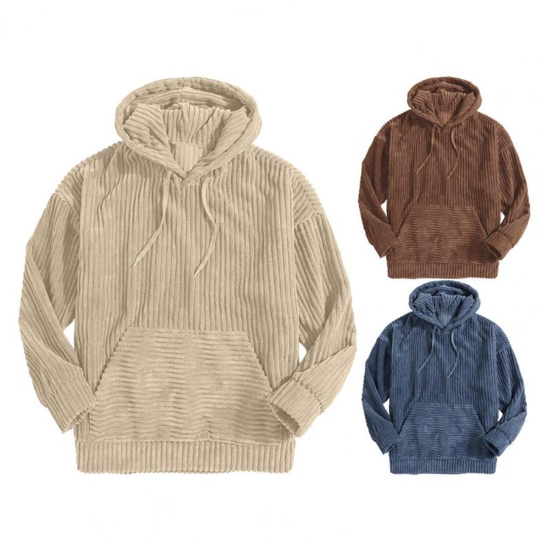 

Men's Hoodies & Sweatshirts Fashion Men Hoodie Solid Color Pullover Soft Wear Resistant Keep Warm Autumn Male Winter Streetwear Plus Size, Black