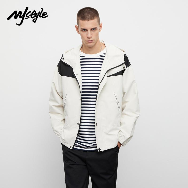 

men's jackets mjstyle 2021 fall winter mens workwear style jacket with hoodie pockets zipper closure coats sportswear 721660048, Black;brown