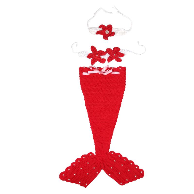 

Clothing Sets Home Gift Studio Baby Pography Boy Girl Prop Sea Maid Soft Cute Crochet Corsage Born Headband Sleeping Bag, White