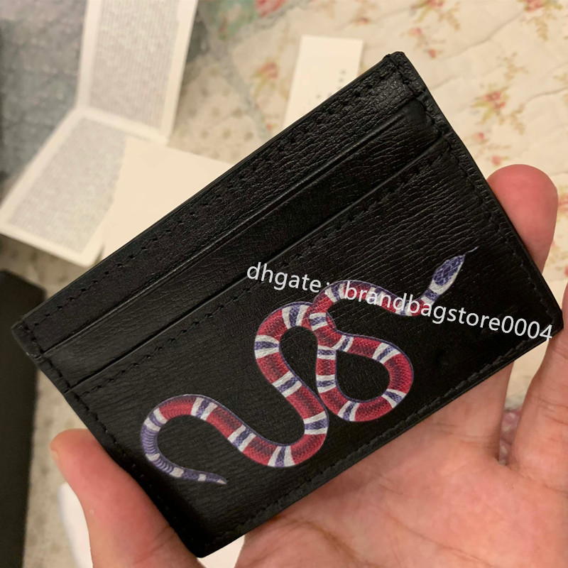 

Business Casual England Style Plain snake pure leather Card Holders Black color Fashion Fresh designer Cardholder Mens and Women Cowhide Wal, Brown;gray