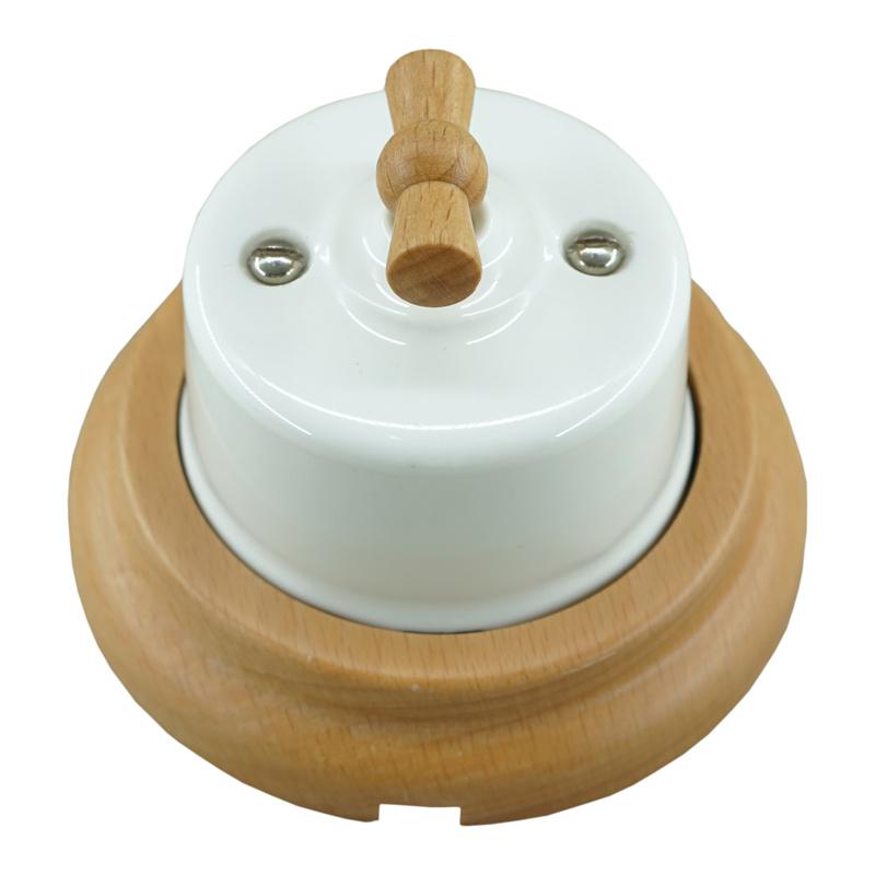 

Smart Home Control Porcelain Vintage Switch With Wooden Frame Electrical Wall Light Outlet 240V,10A