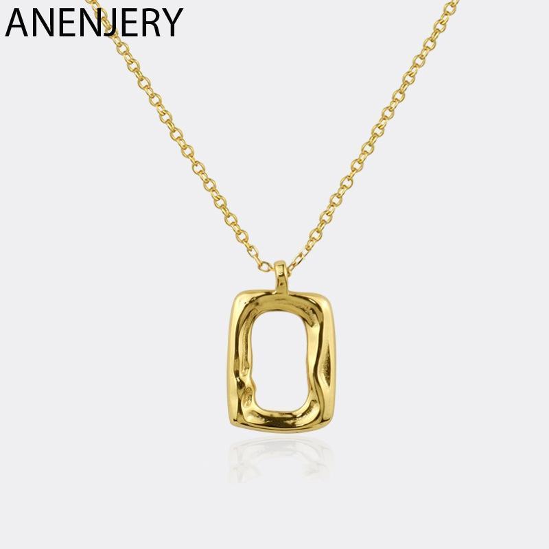 

Sterling Silver Square Necklace For Women Niche Design Temperament Versatile Classic Party Jewelry Wholesale Chains