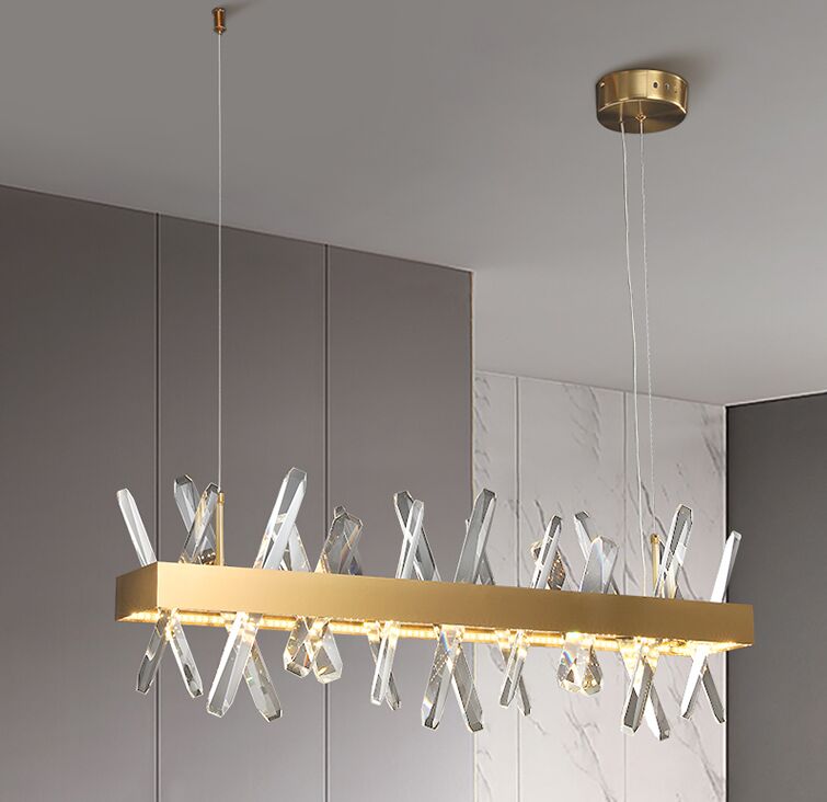 

Modern Rectangle Crystal Chandelier For Living Room Dining Room Kitchen Island Hanging Lamp Gold Led Chandeliers Cristal Light