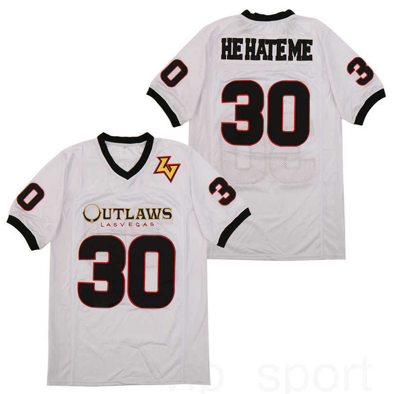

He Hate Me XFL Las Vegas Outlaws Movie 30 Road Smart Football Jersey Breathable Pure Cotton Home White Embroidery And Sewing Good Quality
