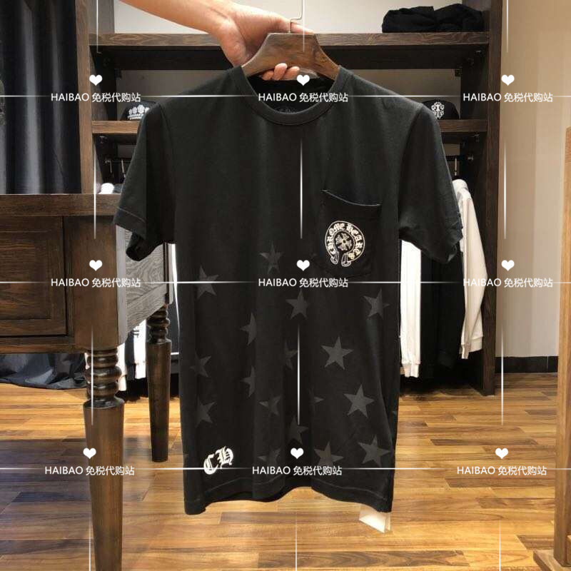 

croxin Chao hearts brand spring chrome and summer sky star loose short sleeve T-shirt for men and womenSGIS, White;black