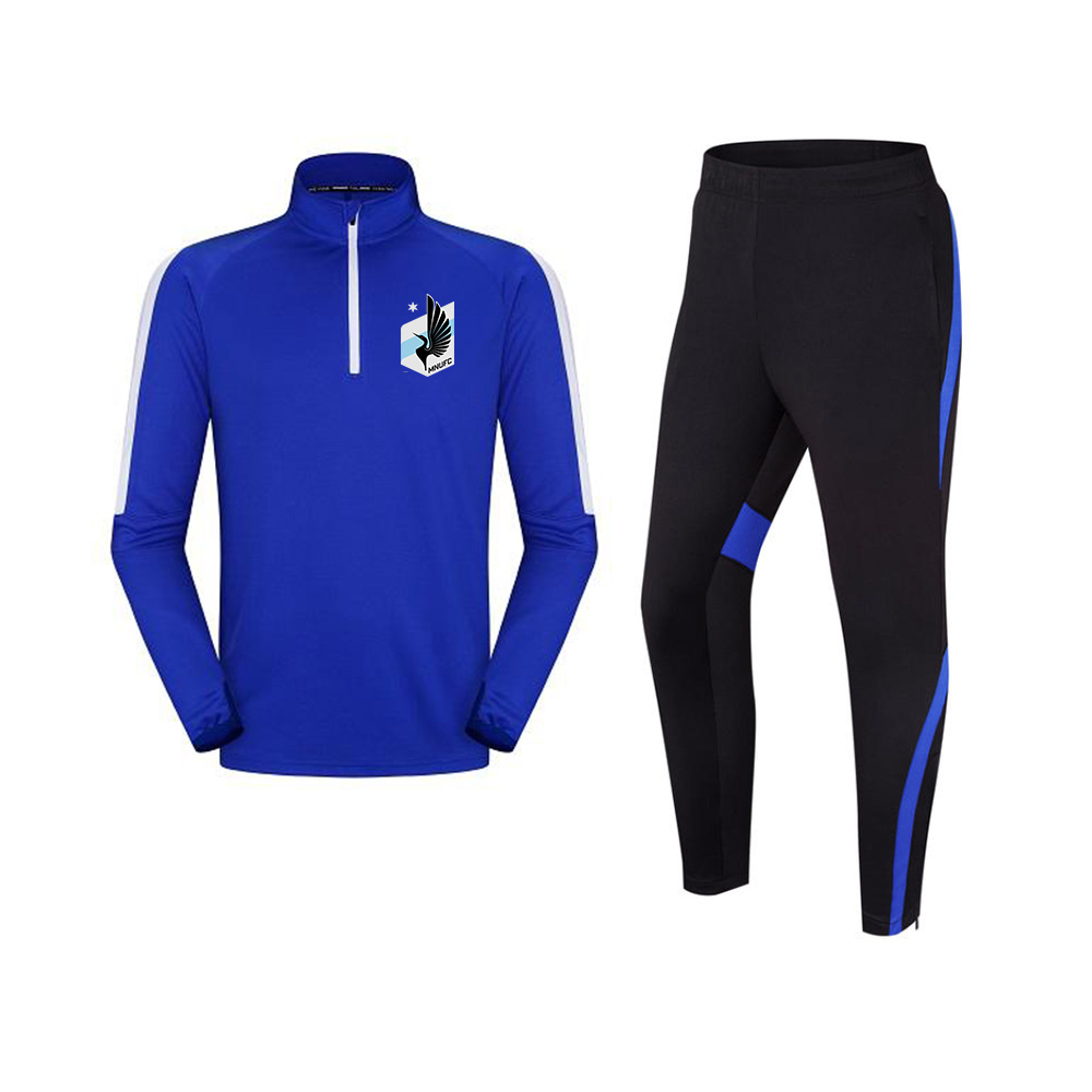 

Minnesota United FC Breathable men's football loose and comfortable outdoor running training suit Autumn Winter Soccer Tracksuits, Black;blue