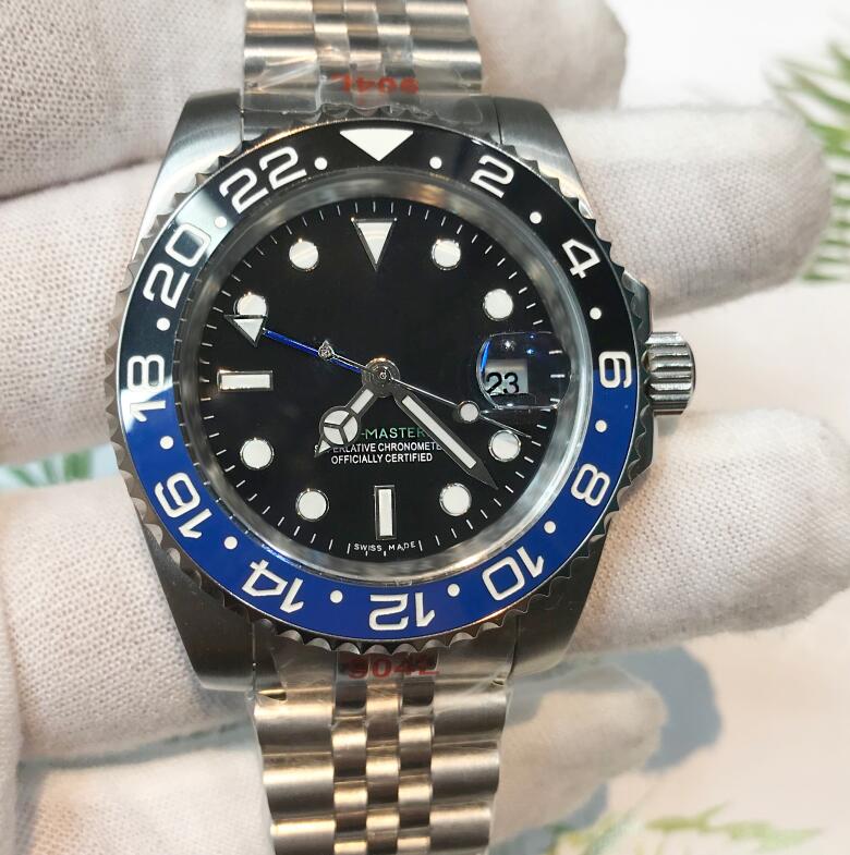 

wholesale Men Watches 2813 Blue Ceramic bezel Black dial sapphire glass 904L stainless steel Luminous Mechanical self-winding sweeping water, Slivery;brown