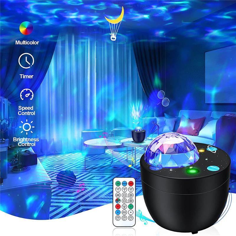 

Night Lights 40 Colors Galaxy Star Projector Light Music Starry Water Wave Starlight For Ceiling Bedroom Baby Kids Adults